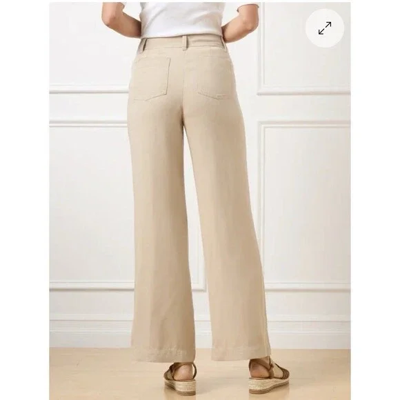Talbots Flowy Wide Leg Ankle Pants Women’s 16P Beige - Picture 9 of 16